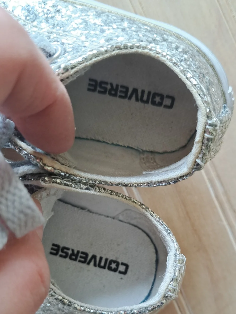 Converse Chuck Taylor All Star Metallic Glitter Silver Infant Sneakers Y2k